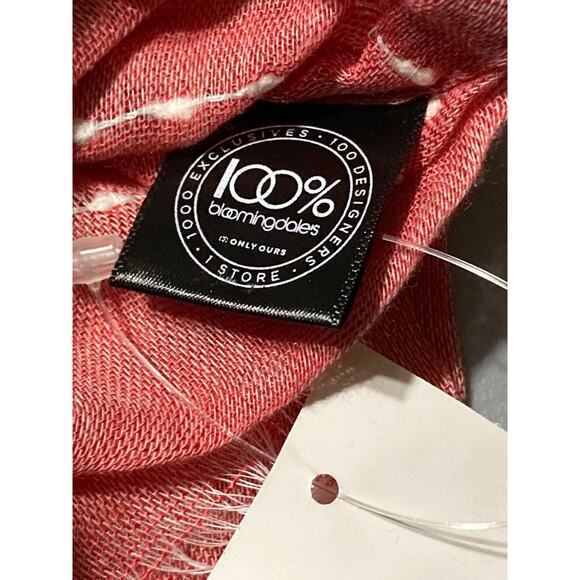Bloomingdale’s Infinity Scarf coral pink with fringe edge NWT - Picture 4 of 5